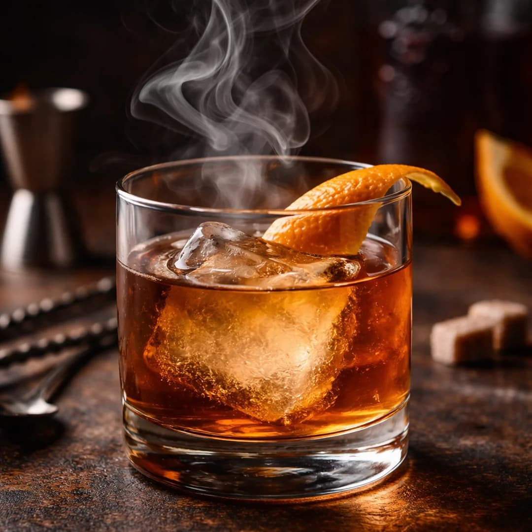 smoky old fashioned cocktail